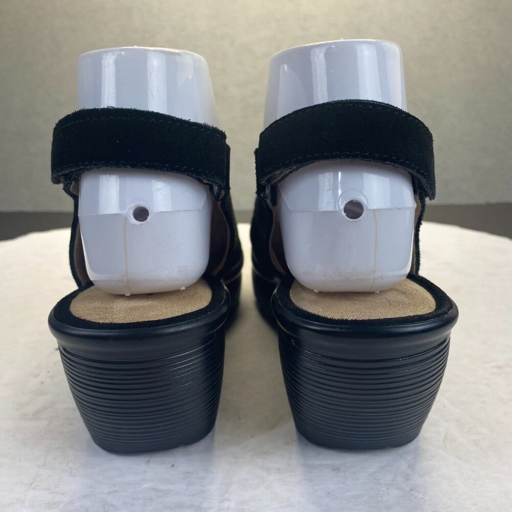 Skechers Black Suede Wedge Sandal Memory Foam Slingback Comfy Platform Women 7.5 - Picture 6 of 12